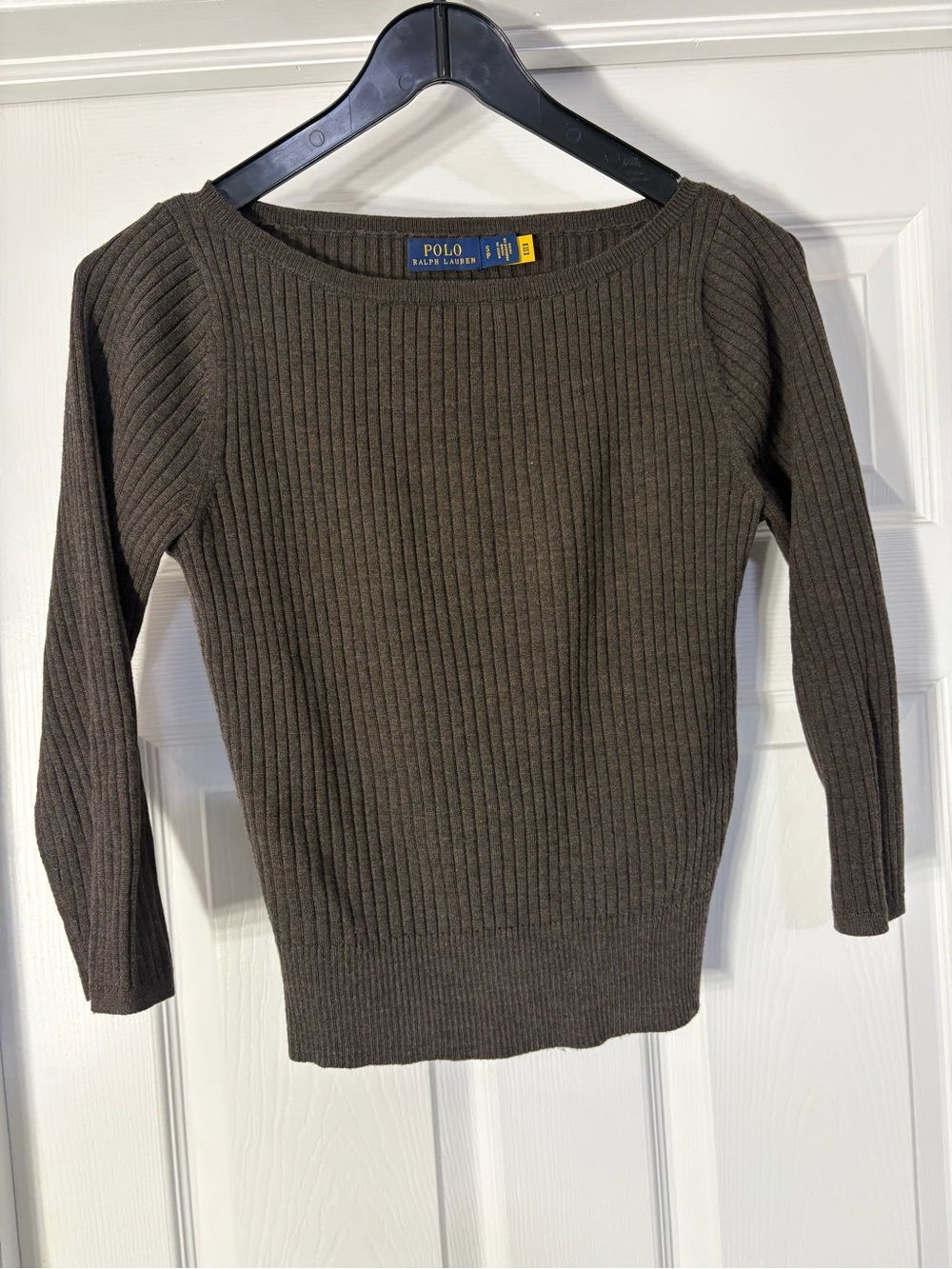 Ralph Lauren Ribbed Scoop Neck Sweater - Chocolate Brown